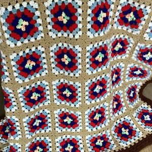 Vintage Granny Square Crochet Afghan Blanket 48”x56” Roseanne Big Bang Theory